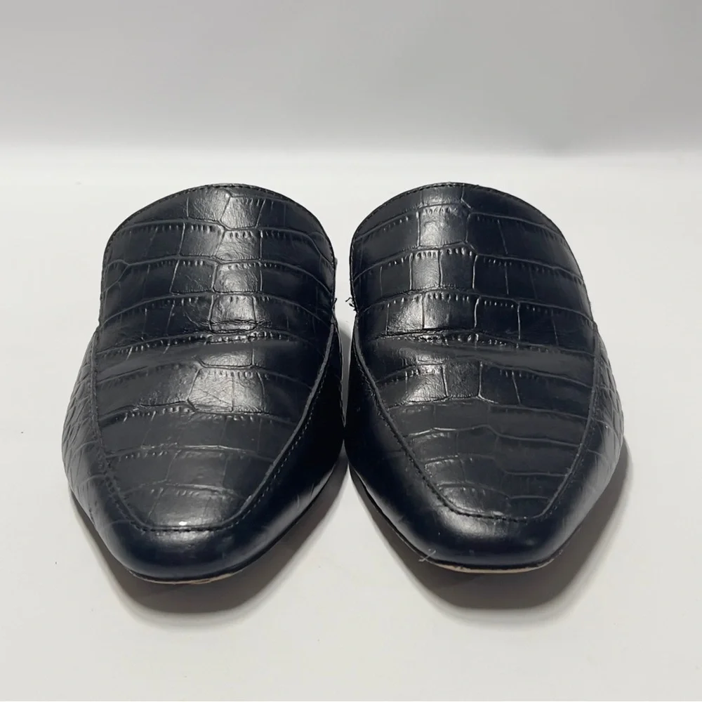 DOLVE VITA Clear Women’s Size 8 Black Slip On Mules. Reptile pattern. Low Heel - Picture 2 of 8